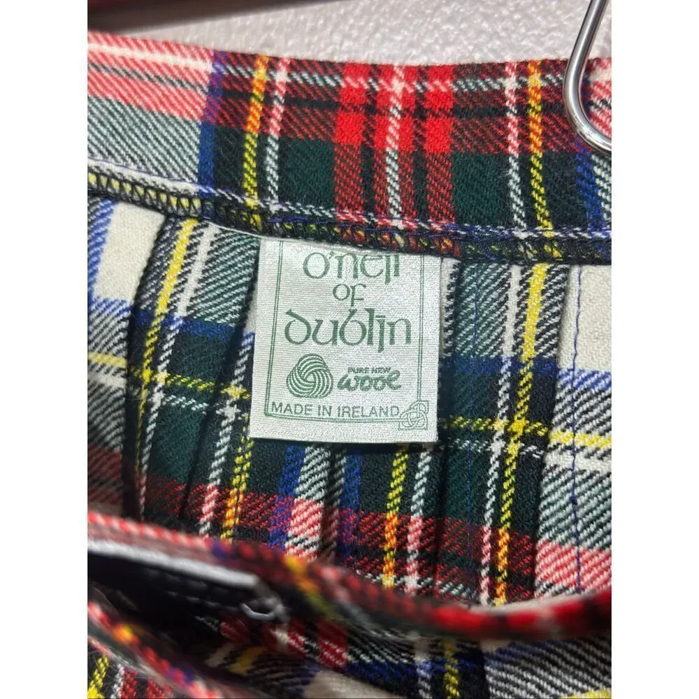 NWT O'neil of Dublin Plaid 100% Pure New Wool Pleated Kilt Women's Size 10
